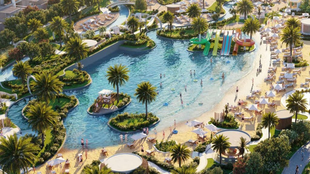 DAMAC Hills 2 community lagoon and villas in Dubai