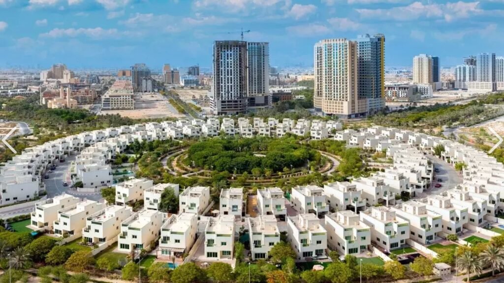 Jumeirah Village Circle area guide with villas, apartments and landscaped green space