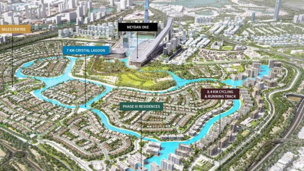 Aerial view of Mohammed Bin Rashid City master-planned communities in Dubai